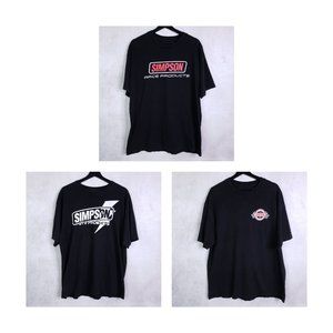Lot of 3 Simpson Products Racing Black Graphic T-Shirts, 2XL (Estimated) Cars